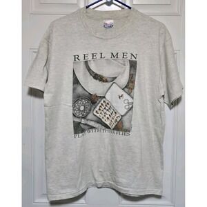 Vintage 1994 Reel Men Play With Their Flies Fishing Peggy Murray M/L Shirt